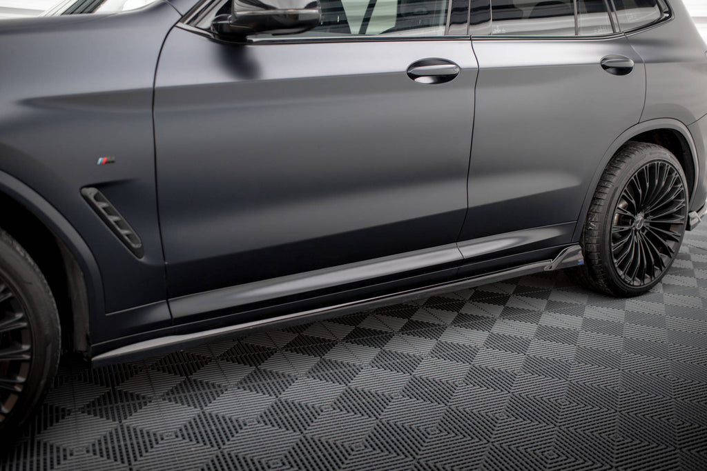 Maxton Design Street+ Seitenschweller Leisten passend für BMW X3 M-Paket G01 Facelift schwarz Hochglanz