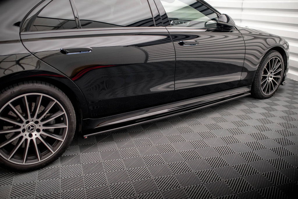 Maxton Design Street+ Seitenschweller Leisten passend für Mercedes-Benz S Long AMG-Line V223 schwarz Hochglanz
