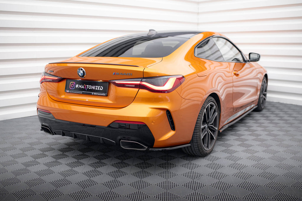 Maxton Design Heck Ansatz Flaps Diffusor V.1 passend für BMW 4er M440i G22 / G23 / G22 Facelift / G23 Facelift schwarz Hochglanz
