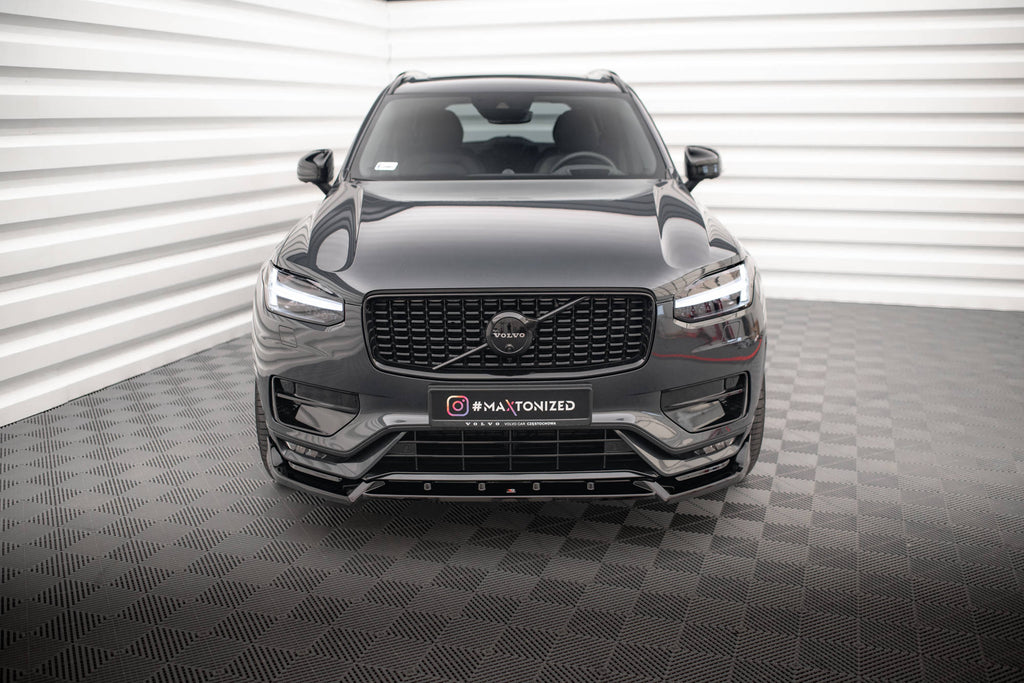 Maxton Design Street+ Spoilerlippe Front Ansatz V.2 passend für Volvo XC90 R-Design Mk2 Facelift schwarz Hochglanz