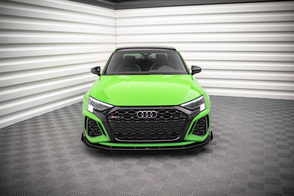 Maxton Design Street Pro Street+ Spoilerlippe Front Ansatz passend für + Flaps passend für V.1 + Flaps Audi RS3 8Y schwarz Hochglanz