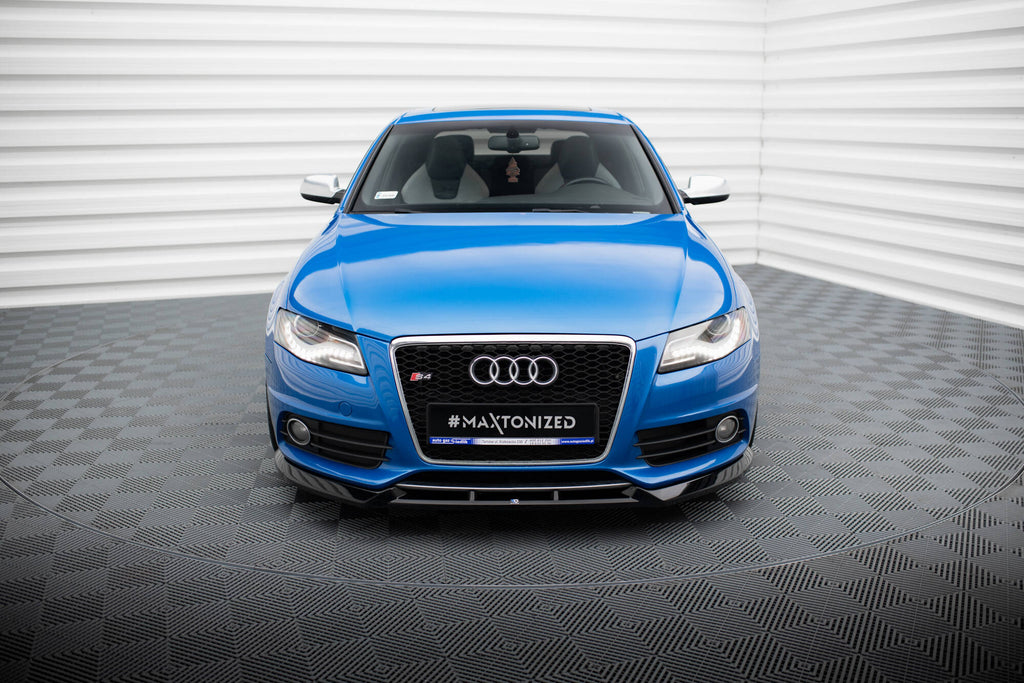 Maxton Design Street+ Spoilerlippe Front Ansatz V.4 passend für Audi S4 / A4 S-Line B8 schwarz Hochglanz