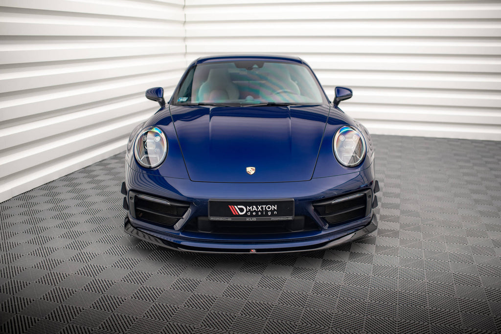 Maxton Design Street+ Spoilerlippe Front Ansatz V.2 passend für Porsche 911 Carrera Aero / Carrera GTS 992 schwarz Hochglanz