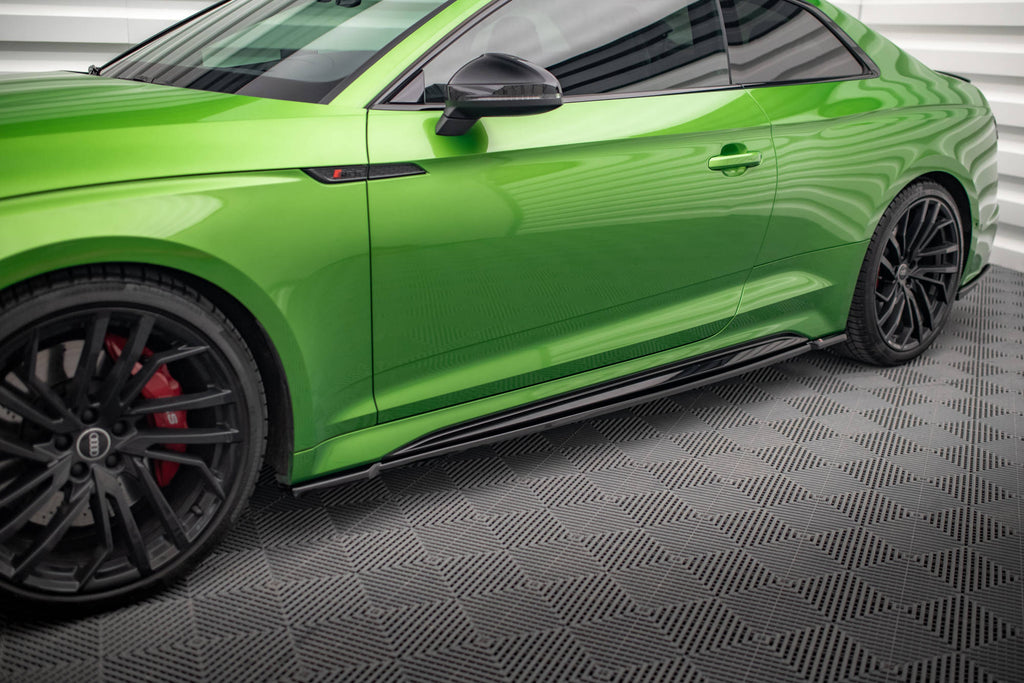 Maxton Design Street+ Seitenschweller Leisten passend für Audi RS5 Coupe F5 Facelift schwarz Hochglanz