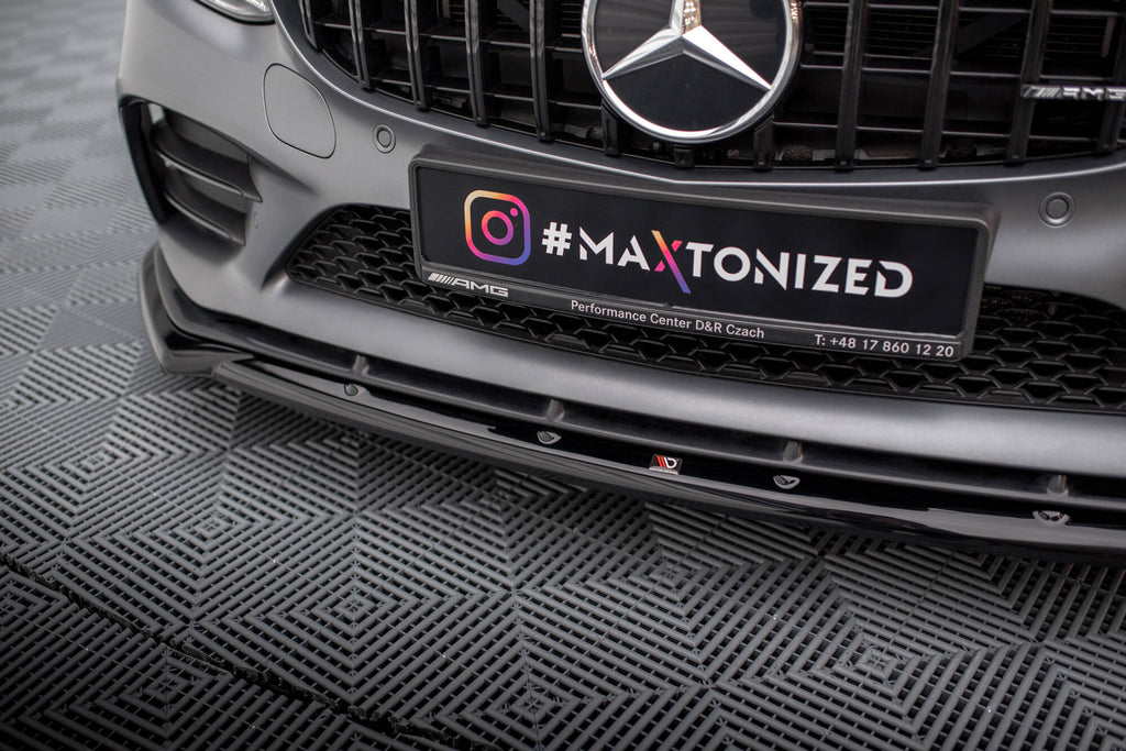 Maxton Design Street+ Spoilerlippe Front Ansatz V.2 passend für Mercedes-AMG C43 Coupe / Cabrio / Limousine / Kombi C205 / A205 / W205 / S205 Facelift schwarz Hochglanz