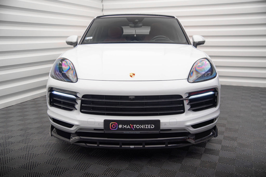 Maxton Design Street+ Spoilerlippe Front Ansatz passend für Porsche Cayenne Coupe / SUV Mk3 schwarz Hochglanz