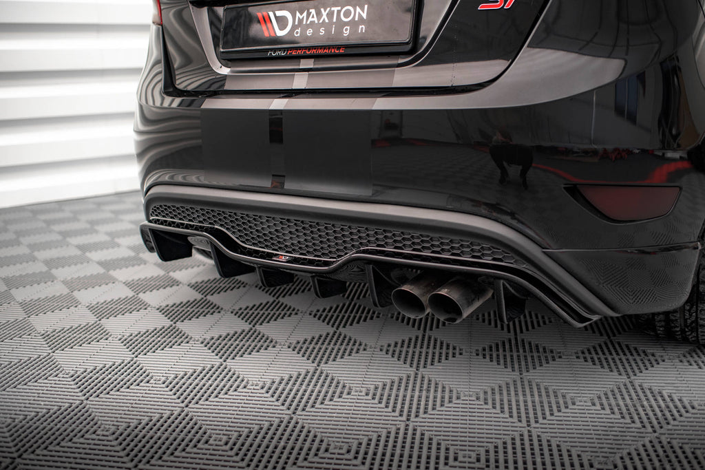 Maxton Design Diffusor Heck Ansatz passend für Ford Fiesta ST (5-Türige version) Mk7 Facelift schwarz Hochglanz