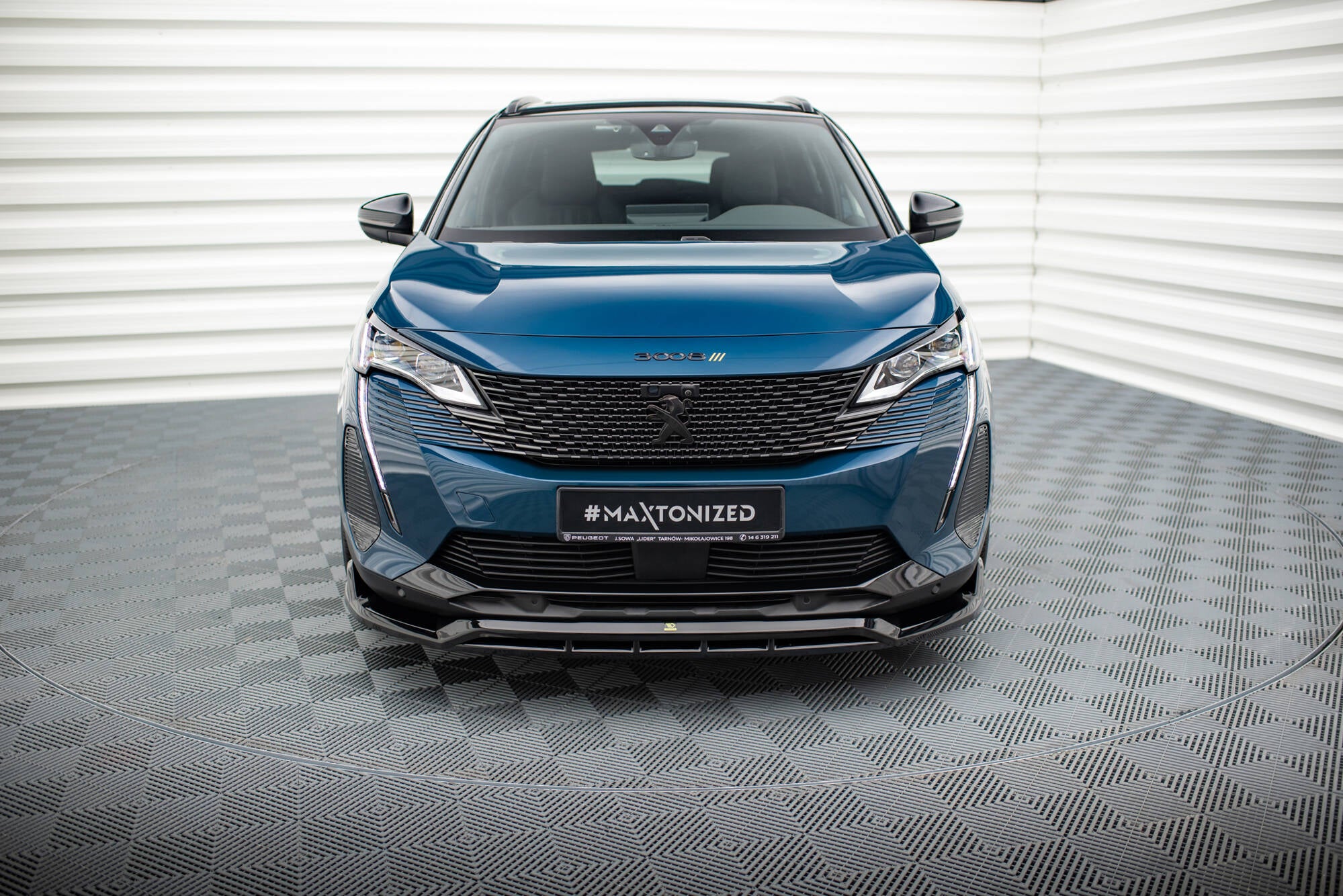 Maxton Design Street+ Spoilerlippe Front Ansatz passend für Peugeot 3008 GT-Line Mk2 Facelift schwarz Hochglanz