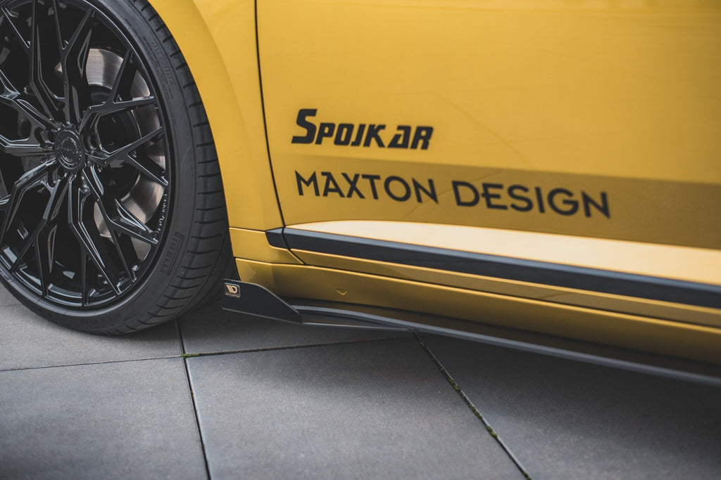 Maxton Design Street Pro Street+ Seitenschweller Leisten + Flaps passend für VW Arteon R-Line Limousine / Shooting Brake Mk1 schwarz Hochglanz