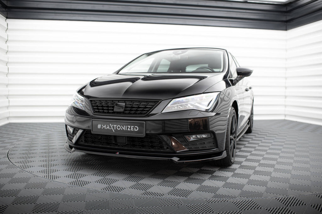 Maxton Design Street+ Spoilerlippe Front Ansatz V.2 passend für Seat Leon Mk3 Facelift schwarz Hochglanz