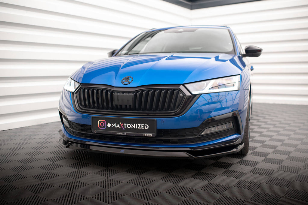 Maxton Design Street+ Spoilerlippe Front Ansatz V.2 passend für Skoda Octavia Sportline Mk4 schwarz Hochglanz