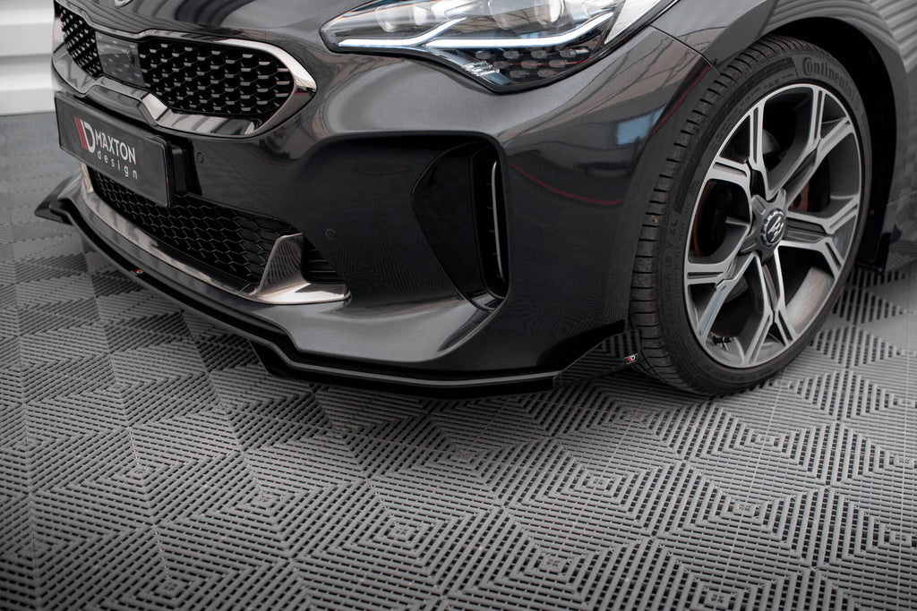 Maxton Design Street Pro Street+ Spoilerlippe Front Ansatz + Flaps passend für Kia Stinger GT / GT-Line / Standard Mk1 schwarz Hochglanz