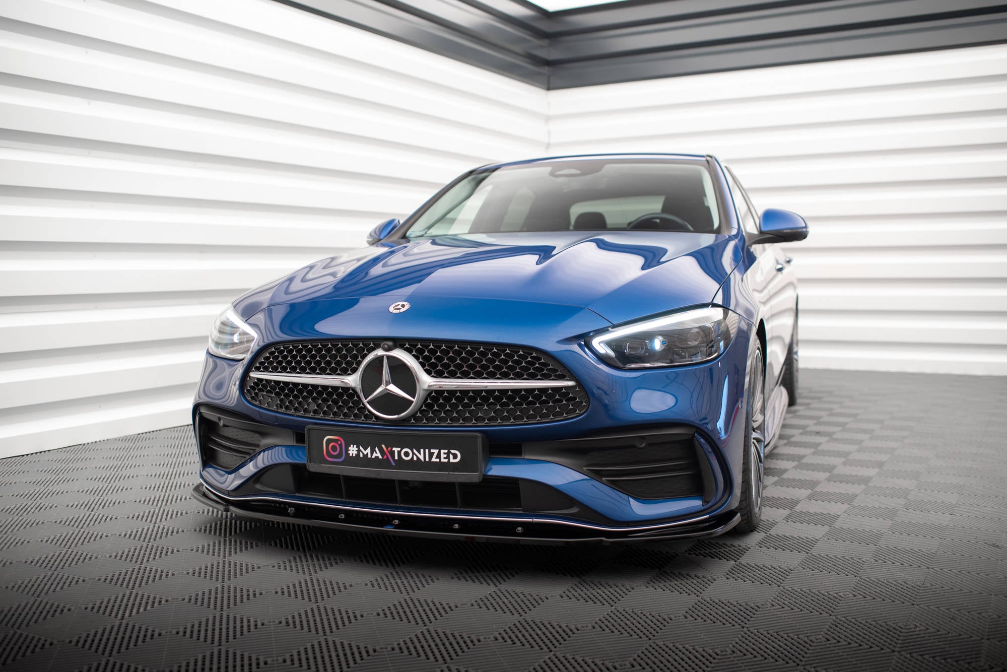 Maxton Design Street+ Spoilerlippe Front Ansatz V.2 passend für Mercedes-Benz C AMG-Line / 43 AMG W206 schwarz Hochglanz