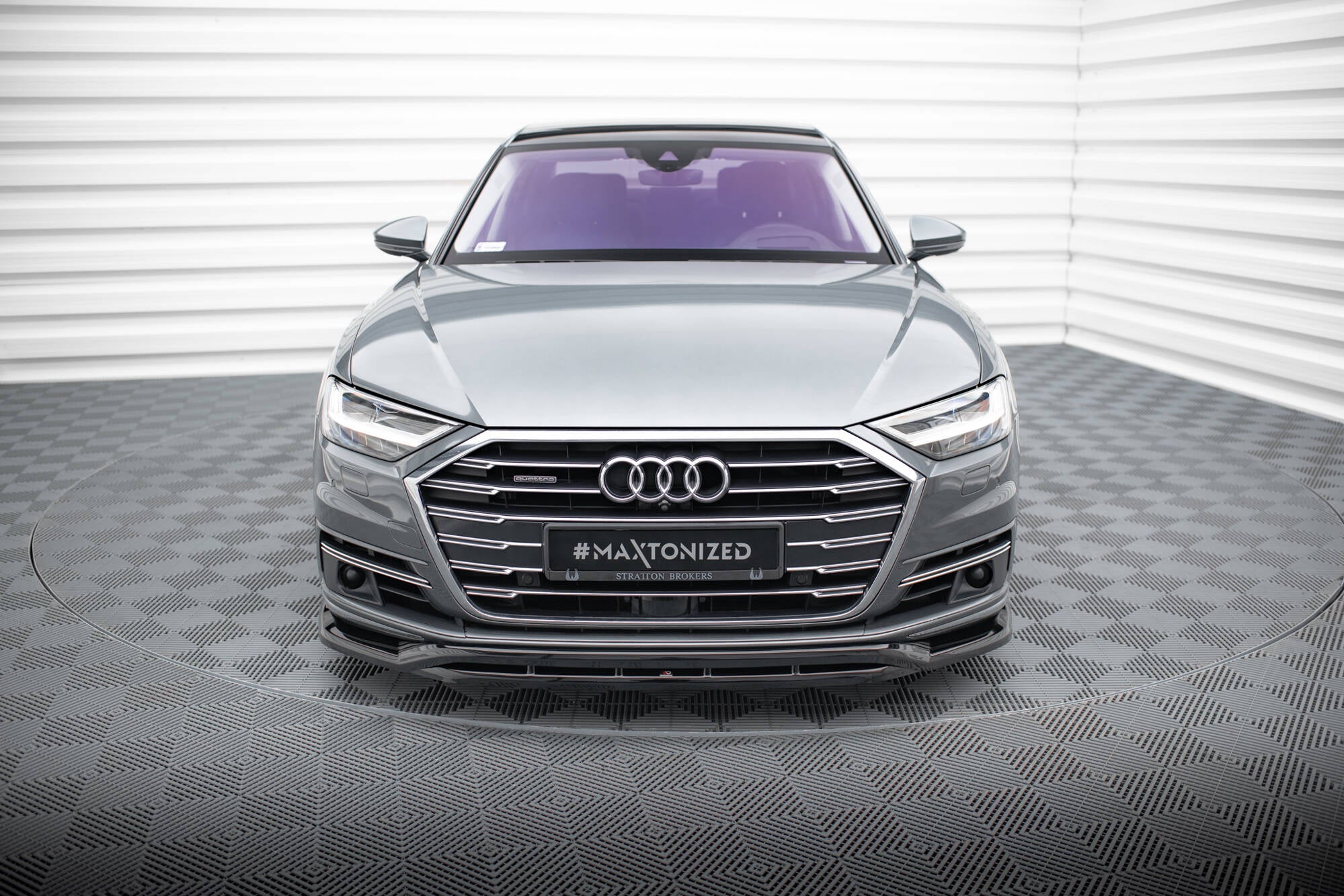 Maxton Design Street+ Spoilerlippe Front Ansatz passend für Audi A8 D5 schwarz Hochglanz