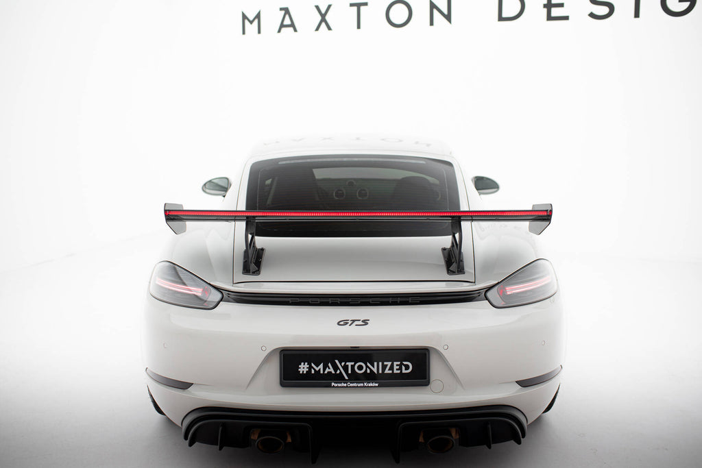 Maxton Design Carbon Spoiler With Internal Brackets Uprights V.2 + LED Porsche 718 Cayman 982c für Porsche Cayman 982c