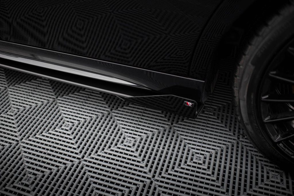 Maxton Design Street Pro Street+ Seitenschweller Leisten + Flaps passend für Mercedes-AMG A35 W177 Facelift schwarz Hochglanz