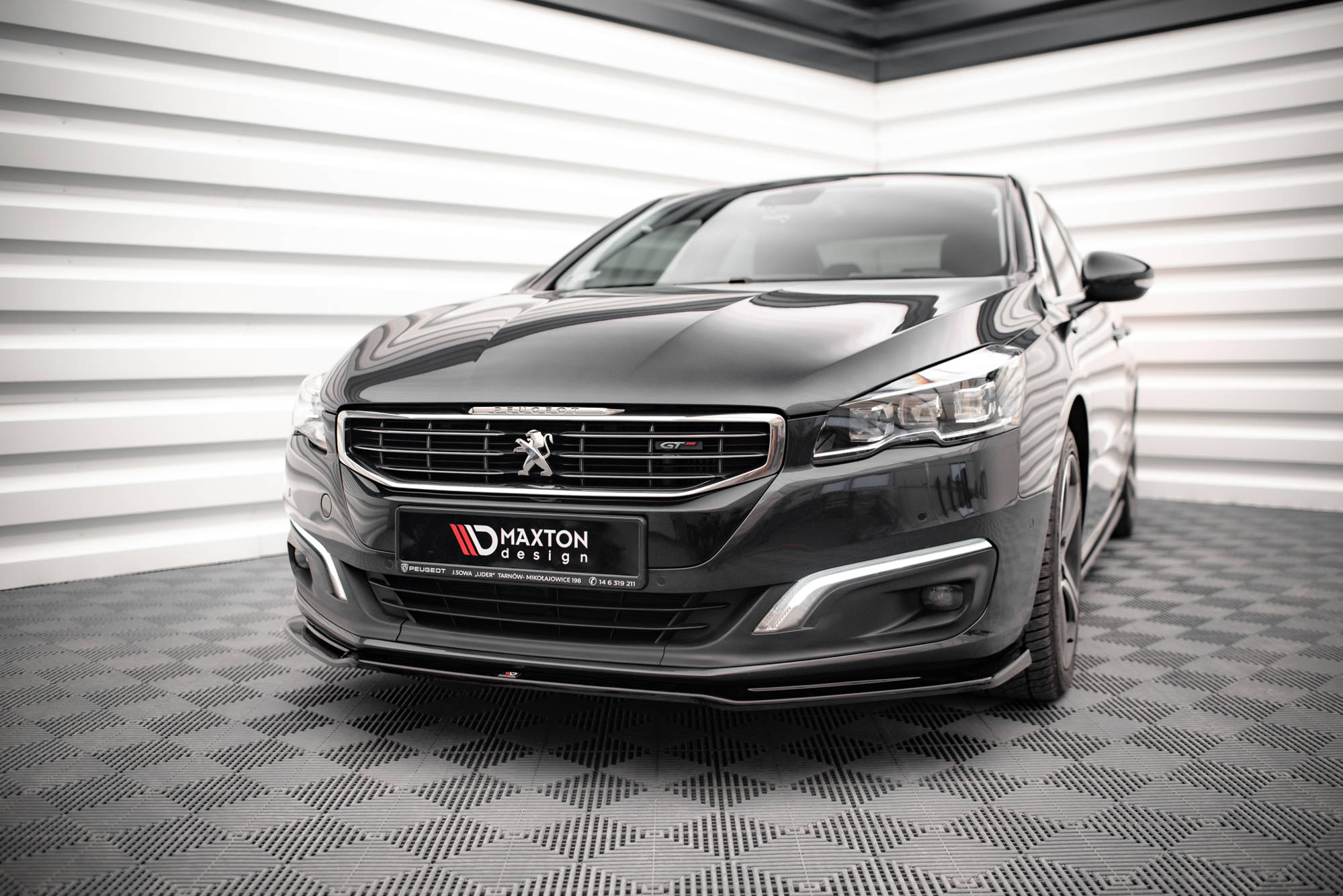 Maxton Design Street+ Spoilerlippe Front Ansatz V.2 passend für Peugeot 508 GT Mk1 Facelift schwarz Hochglanz