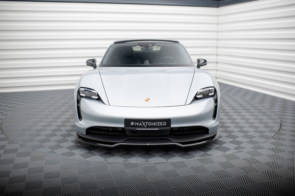 Maxton Design Street+ Spoilerlippe Front Ansatz passend für Porsche Taycan / Taycan 4 / Taycan 4S / Taycan GTS Mk1 schwarz Hochglanz