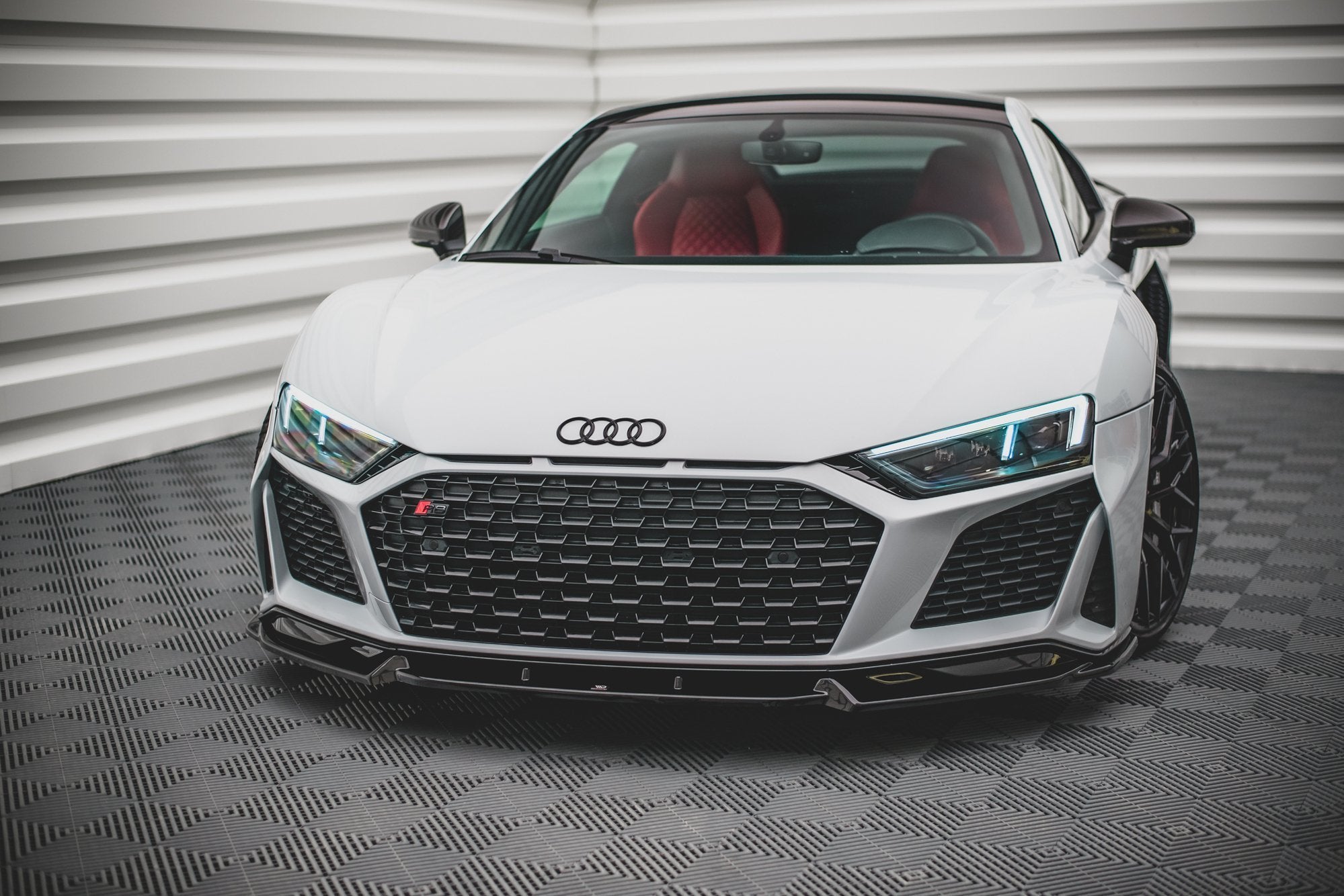 Maxton Design Street+ Spoilerlippe Front Ansatz V.1 passend für Audi R8 Mk2 Facelift schwarz Hochglanz