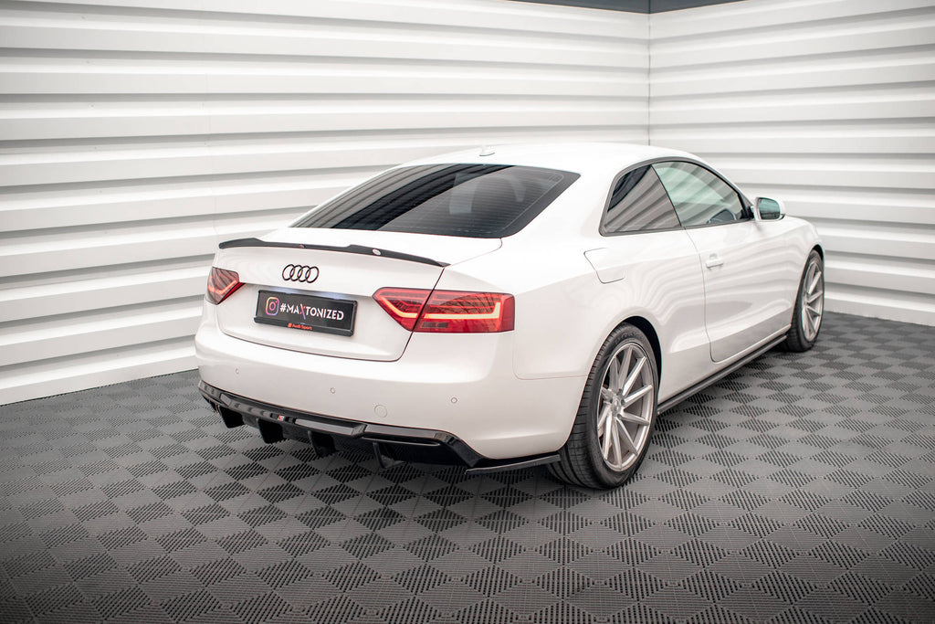 Maxton Design Heck Ansatz Flaps Diffusor passend für Audi A5 Coupe 8T Facelift schwarz Hochglanz