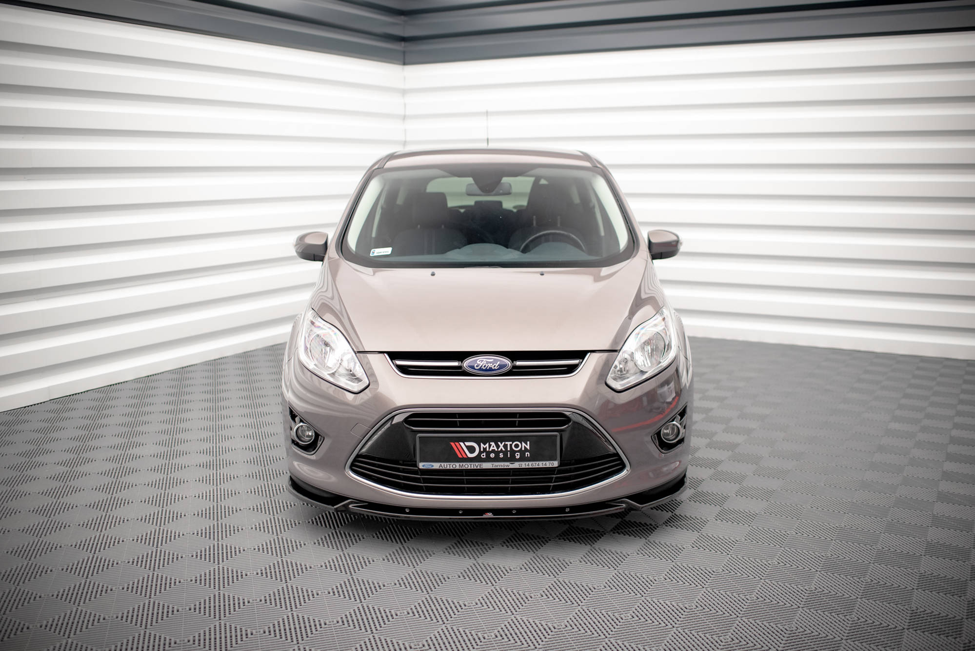 Maxton Design Street+ Spoilerlippe Front Ansatz passend für Ford C-Max Mk2 schwarz Hochglanz
