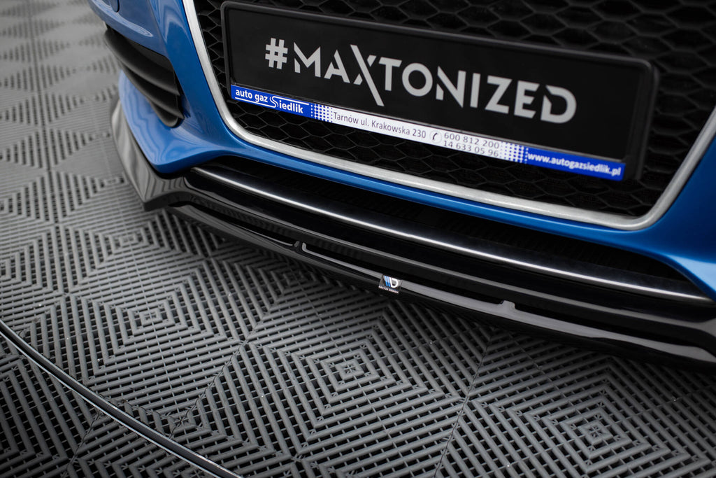 Maxton Design Street+ Spoilerlippe Front Ansatz V.3 passend für Audi S4 / A4 S-Line B8 schwarz Hochglanz