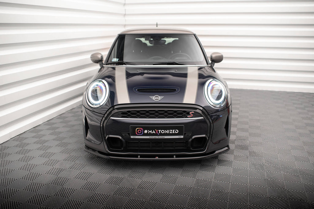 Maxton Design Street+ Spoilerlippe Front Ansatz V.1 passend für Mini Cooper S F56 Facelift schwarz Hochglanz