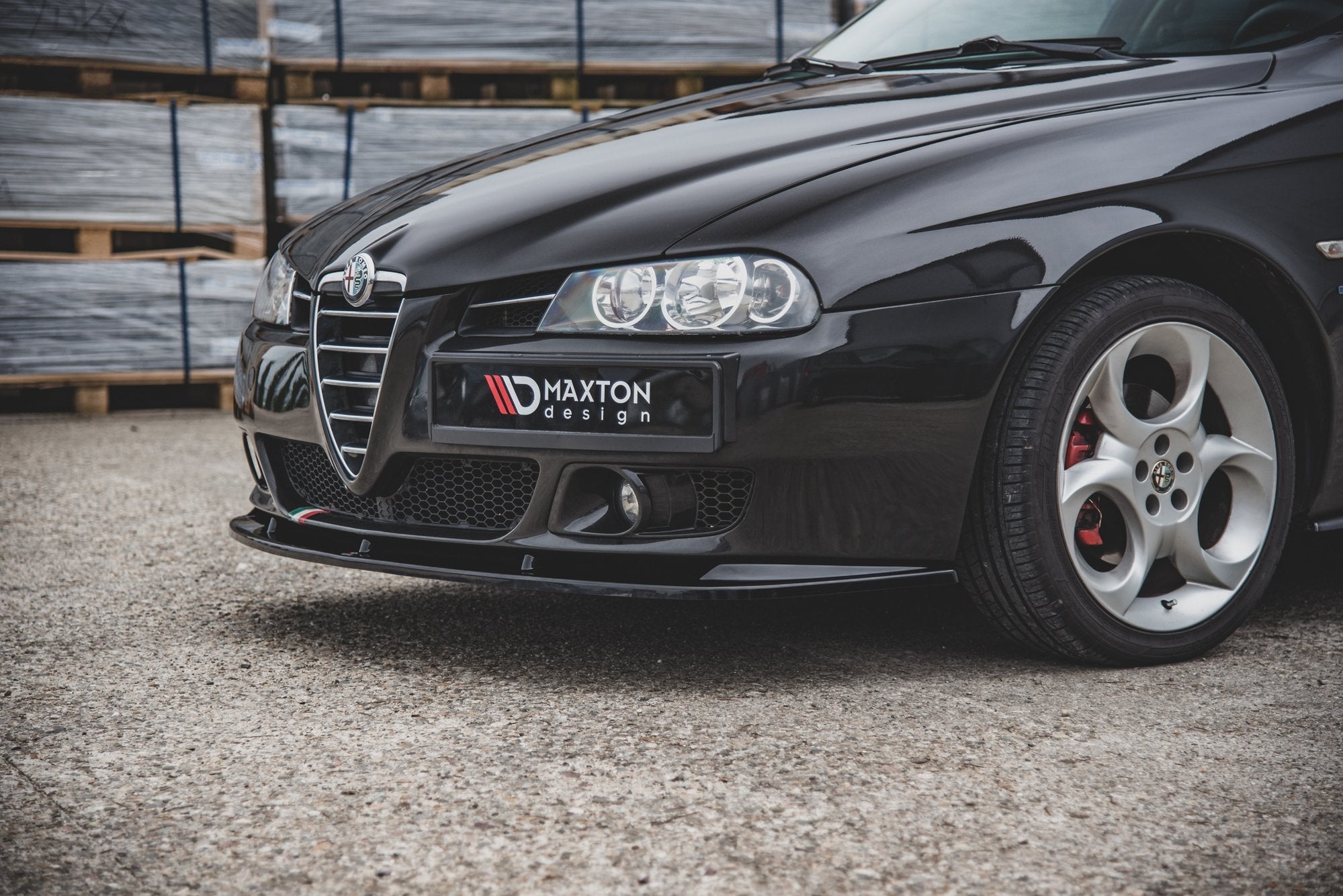 Maxton Design Street+ Spoilerlippe Front Ansatz passend für Alfa Romeo 156 Facelift schwarz Hochglanz