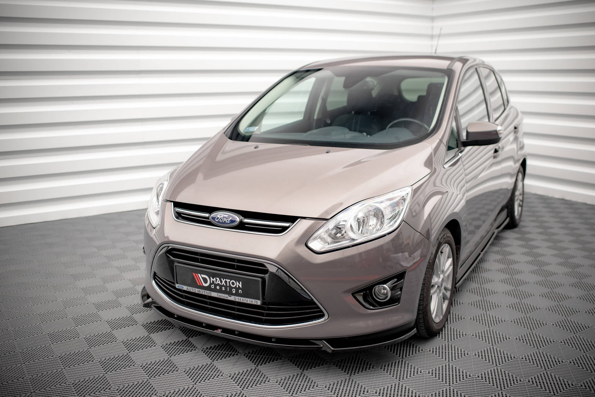 Maxton Design Street+ Spoilerlippe Front Ansatz passend für Ford C-Max Mk2 schwarz Hochglanz