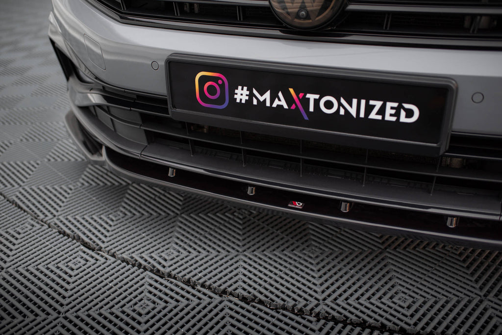 Maxton Design Street+ Spoilerlippe Front Ansatz V.2 passend für VW Passat R-Line B8 Facelift schwarz Hochglanz