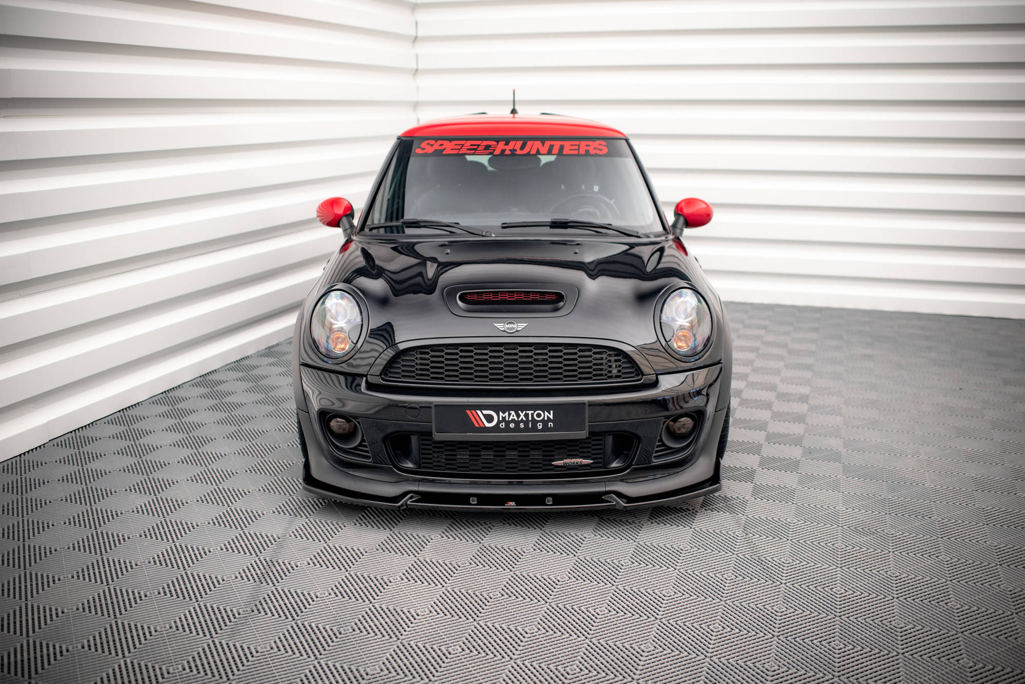 Maxton Design Street+ Spoilerlippe Front Ansatz V.3 passend für Mini Cooper John Cooper Works R56 schwarz Hochglanz
