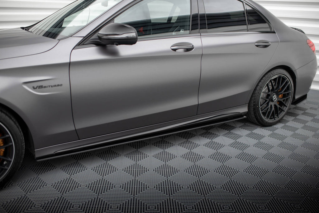 Maxton Design Street Pro Street+ Seitenschweller Leisten passend für Mercedes-AMG C63 Limousine / Kombi W205 Facelift