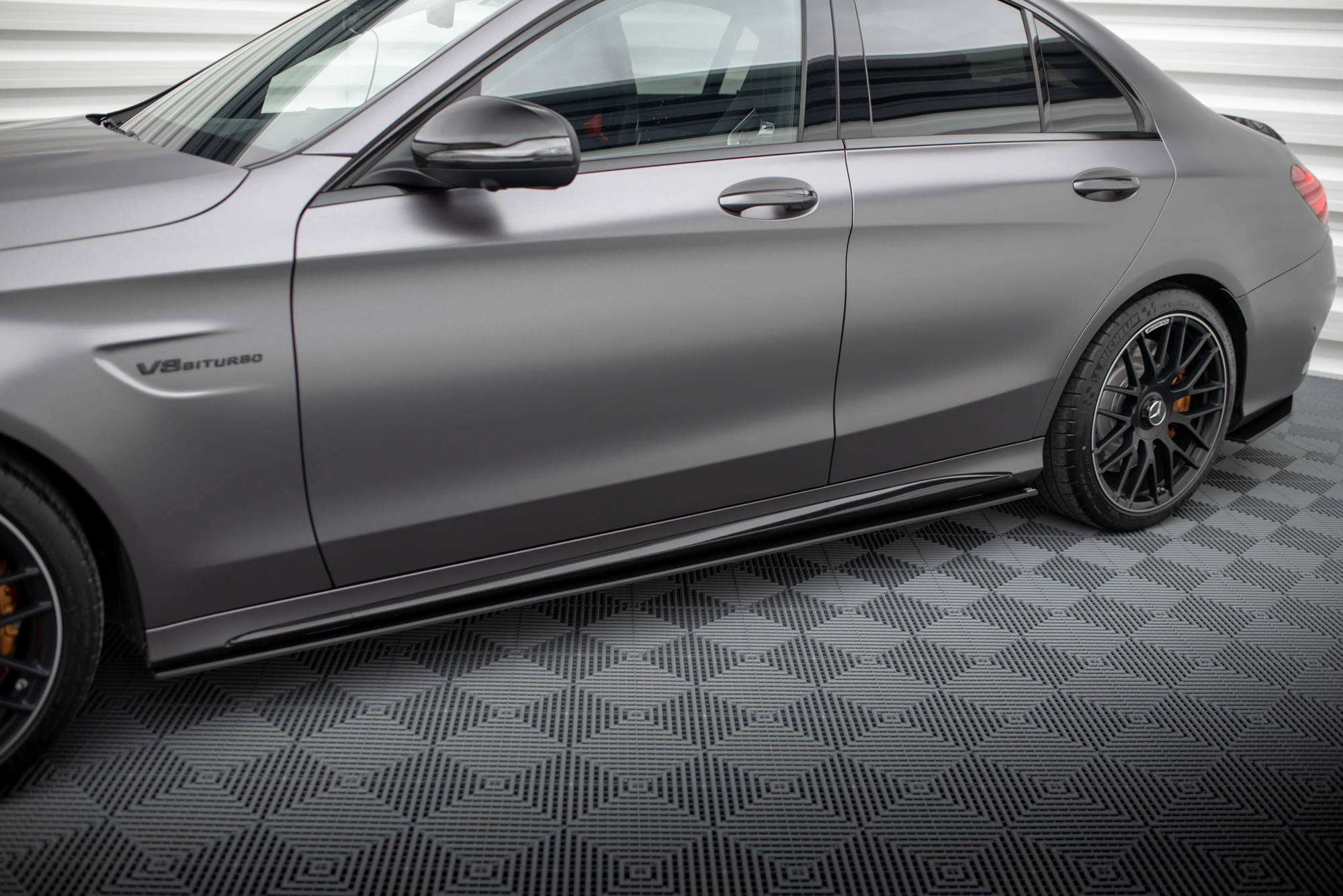 Maxton Design Street Pro Street+ Seitenschweller Leisten passend für Mercedes-AMG C63 Limousine / Kombi W205 Facelift