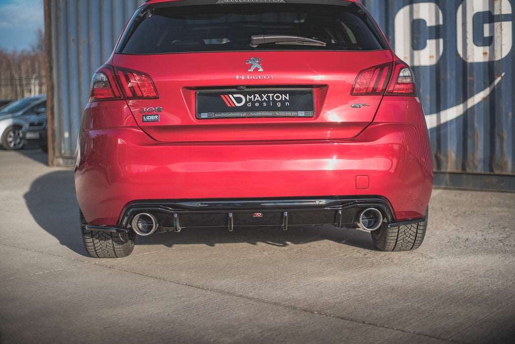 Maxton Design Heck Ansatz Flaps Diffusor passend für Peugeot 308 GT Mk2 Facelift schwarz Hochglanz