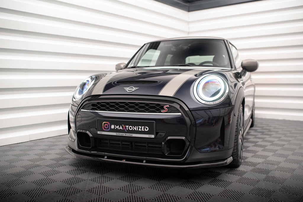 Maxton Design Street+ Spoilerlippe Front Ansatz V.1 passend für Mini Cooper S F56 Facelift schwarz Hochglanz