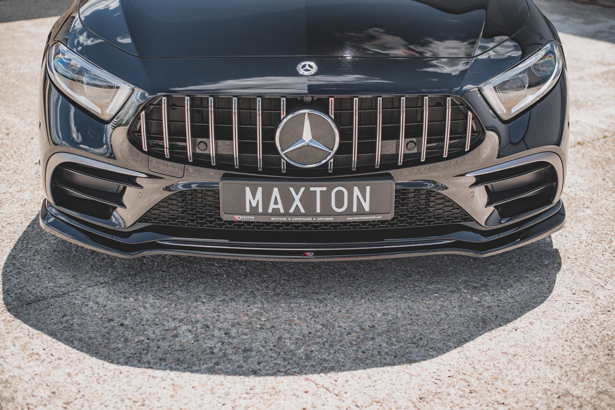 Maxton Design Street+ Spoilerlippe Front Ansatz V.3 passend für Mercedes-AMG CLS 53 C257 schwarz Hochglanz