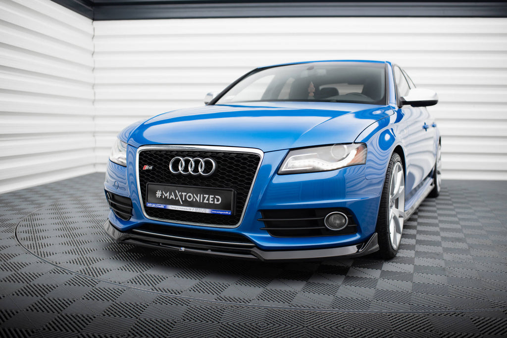 Maxton Design Street+ Spoilerlippe Front Ansatz V.3 passend für Audi S4 / A4 S-Line B8 schwarz Hochglanz