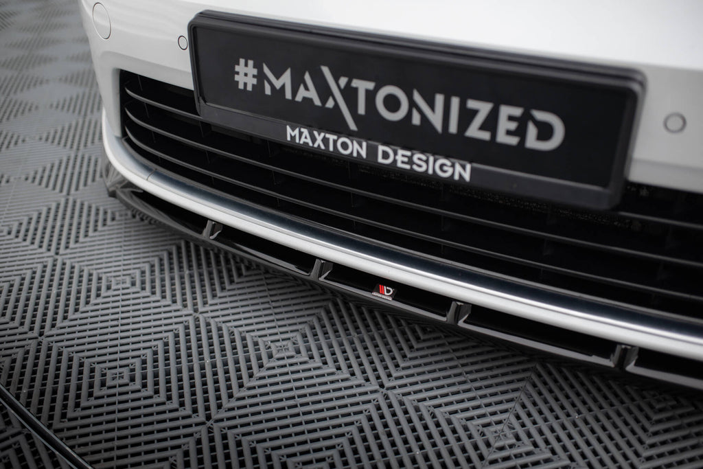 Maxton Design Street+ Spoilerlippe Front Ansatz V.5 passend für VW Golf R / R-Line Mk7 schwarz Hochglanz