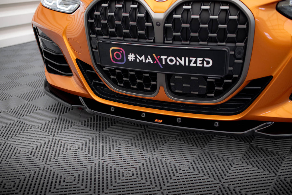 Maxton Design Street+ Spoilerlippe Front Ansatz V.4 passend für BMW 4er M-Paket / M440i G22 / G23 / G22 Facelift / G23 Facelift schwarz Hochglanz