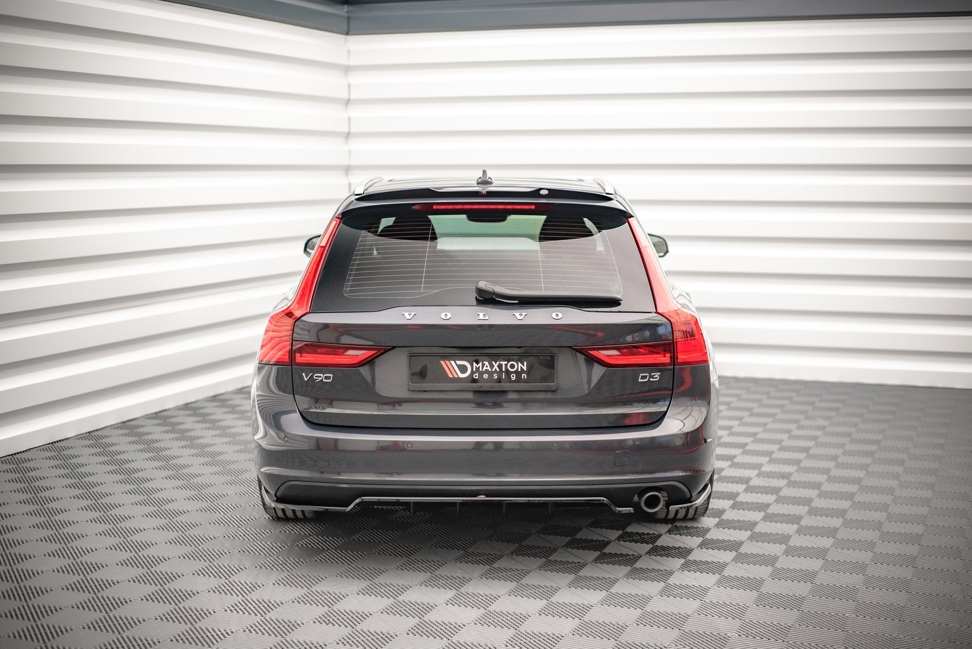 Maxton Design Spoiler CAP passend für Volvo V90 Mk2 schwarz Hochglanz