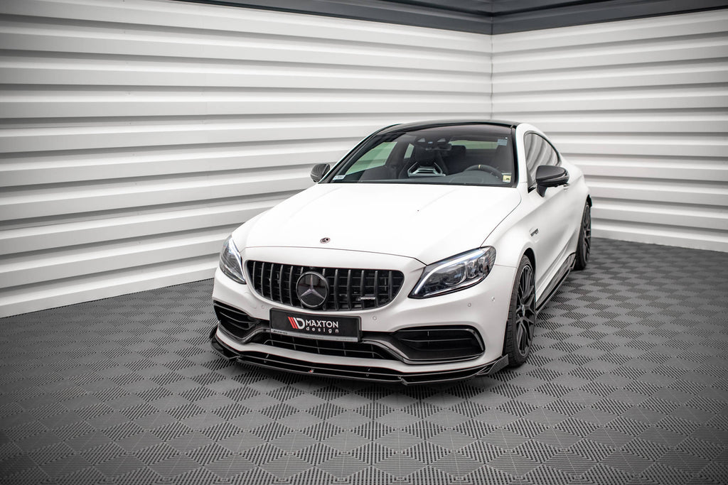 Maxton Design Street+ Spoilerlippe Front Ansatz V.2 passend für Mercedes-AMG C63 Coupe AMG Aero Pack C205 Facelift schwarz Hochglanz