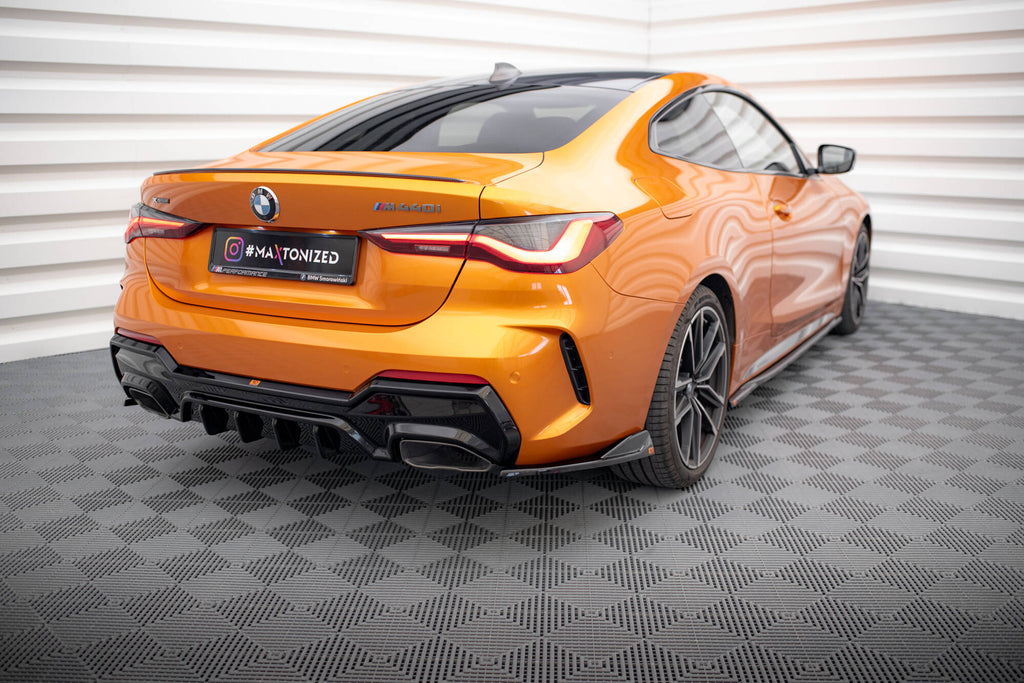 Maxton Design Heck Ansatz Flaps Diffusor V.6 passend für BMW 4er M440i G22 / G23 / G22 Facelift / G23 Facelift schwarz Hochglanz