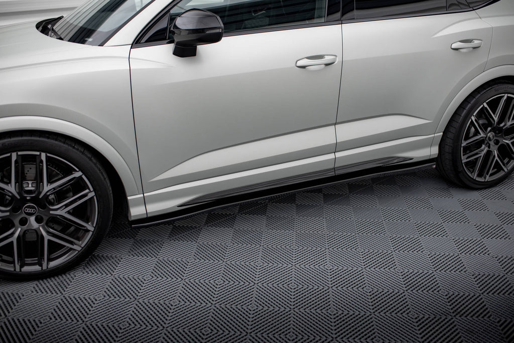 Maxton Design Street+ Seitenschweller Leisten V.2 passend für Audi Q3 S-Line / RSQ3 Sportback / SUV F3 schwarz Hochglanz