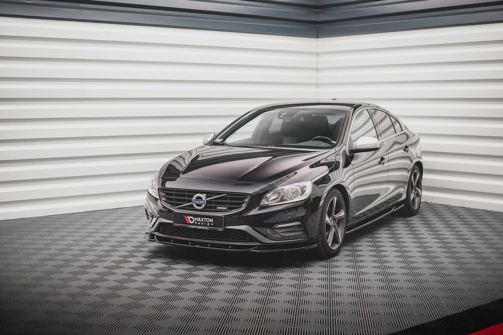 Maxton Design Street+ Spoilerlippe Front Ansatz V.2 passend für Volvo S60 R-Design Mk2 Facelift schwarz Hochglanz