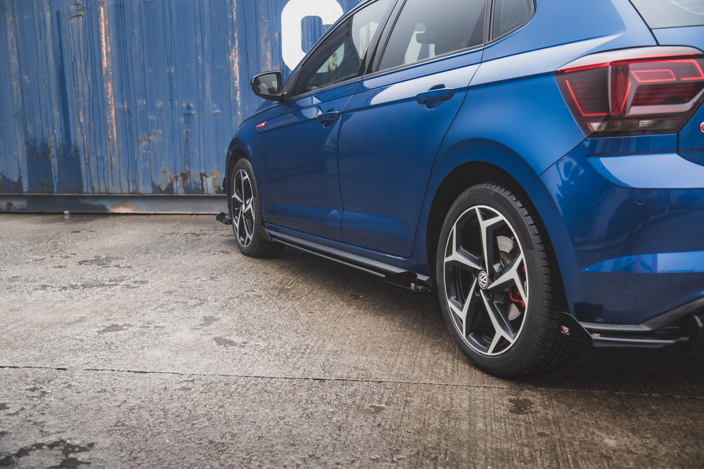 Maxton Design Street Pro Street+ Seitenschweller Leisten + Flaps passend für VW Polo GTI Mk6 schwarz Hochglanz