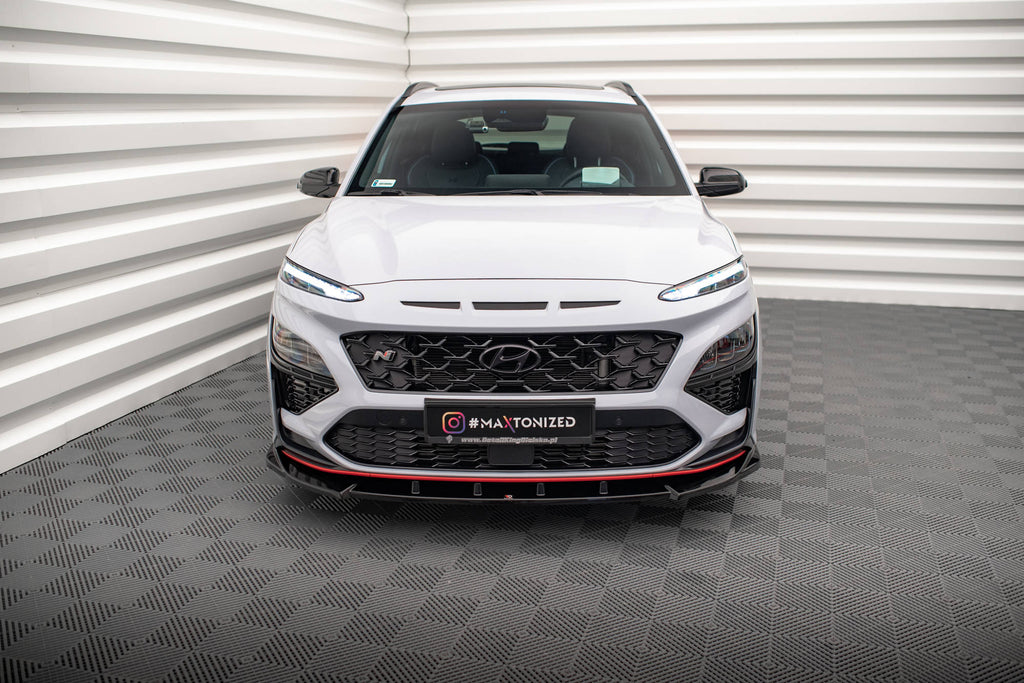 Maxton Design Street+ Spoilerlippe Front Ansatz V.2 passend für Hyundai Kona N Mk1 schwarz Hochglanz