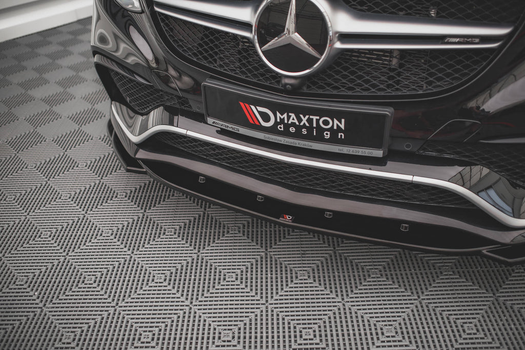 Maxton Design Street+ Spoilerlippe Front Ansatz V.2 passend für Mercedes-Benz GLE Coupe / SUV 63 AMG C292 / W166 schwarz Hochglanz