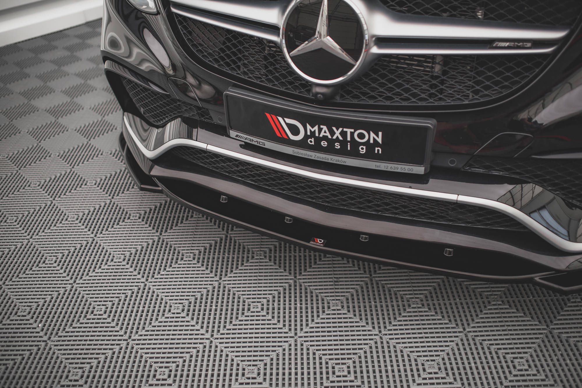 Maxton Design Street+ Spoilerlippe Front Ansatz V.2 passend für Mercedes-Benz GLE Coupe / SUV 63 AMG C292 / W166 schwarz Hochglanz