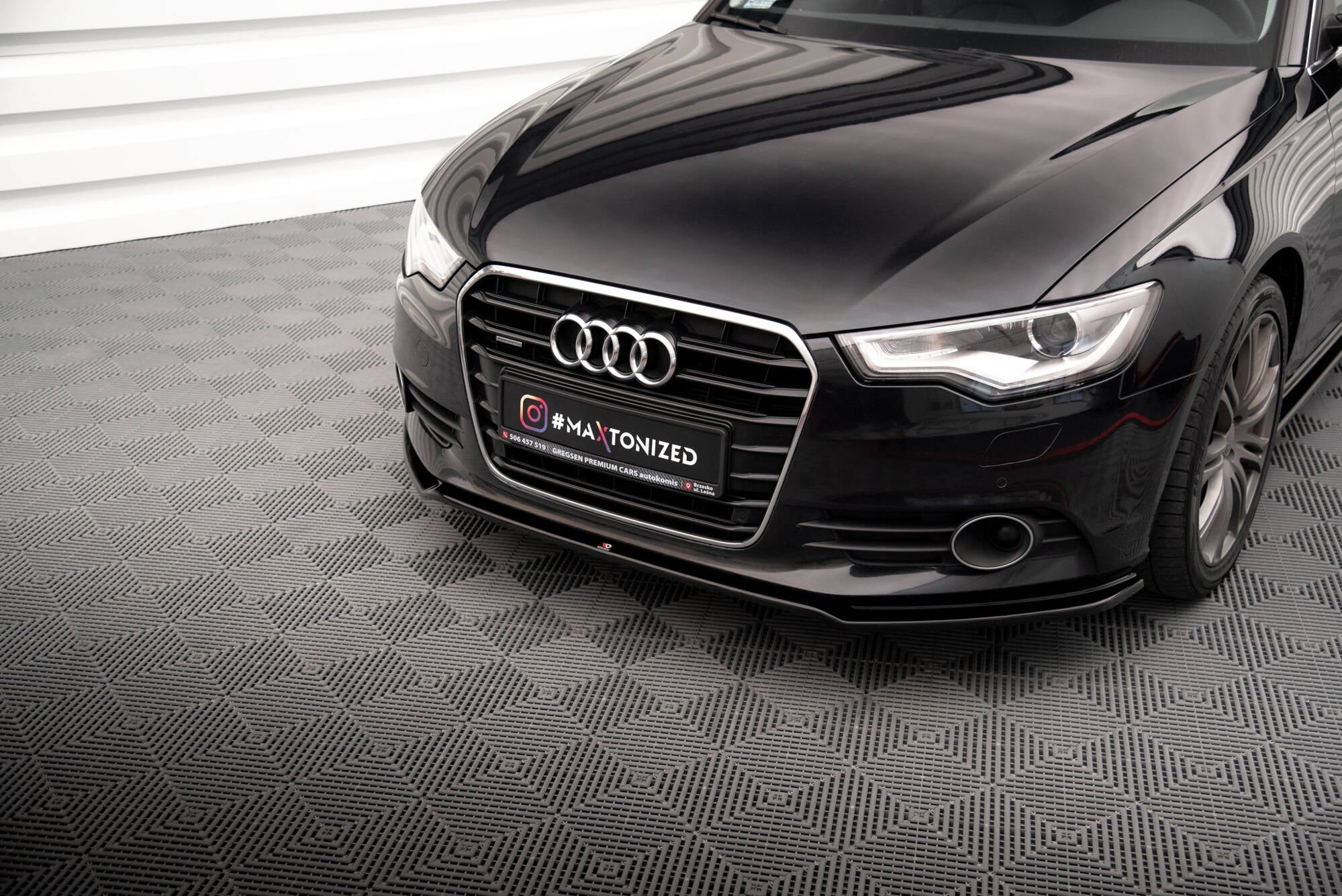 Maxton Design Street+ Spoilerlippe Front Ansatz V.1 passend für Audi A6 C7 schwarz Hochglanz