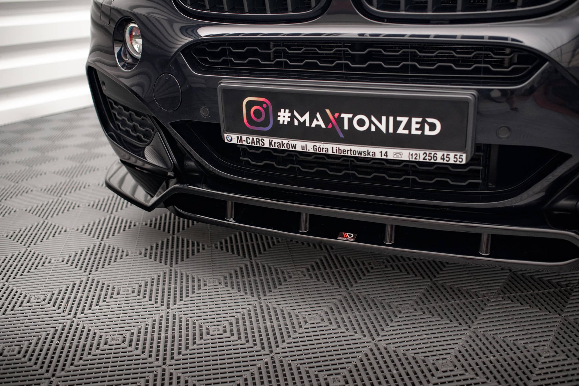 Maxton Design Street+ Spoilerlippe Front Ansatz V.2 passend für BMW X6 M-Paket F16 schwarz Hochglanz